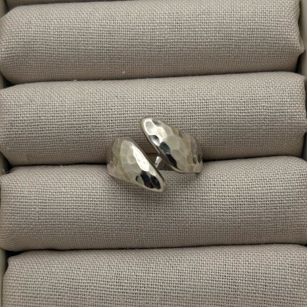 Vintage Sterling Silver Hammered Bypass Ring size 6
